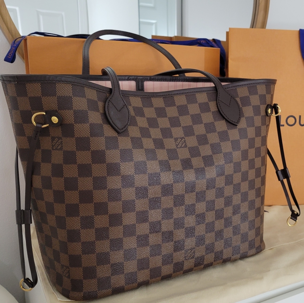 Louis Vuitton Neverfull MM Damier Ebene Rose Ballerine